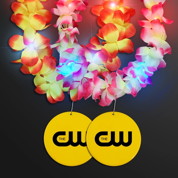 Light Up Hawaiian Leis with Custom Circle Medallion; Domestic Imprint Pricing... from ASI 34194 ALightPromos / Alight Promotional Products