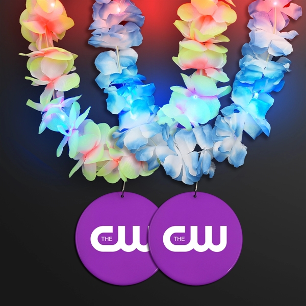Light Up Hawaiian Leis with Custom Circle Medallion; Domestic Imprint Pricing... from ASI 34194 ALightPromos / Alight Promotional Products