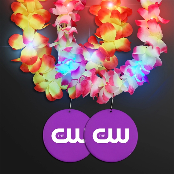 Light Up Hawaiian Leis with Custom Circle Medallion; Domestic Imprint Pricing... from ASI 34194 ALightPromos / Alight Promotional Products