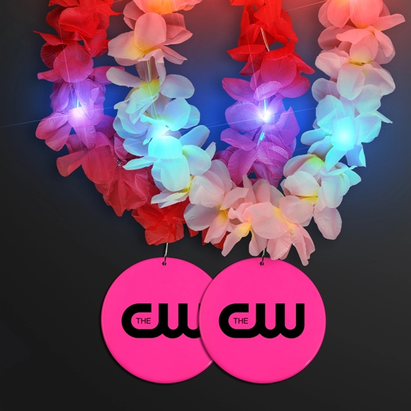 Light Up Hawaiian Leis with Custom Circle Medallion; Domestic Imprint Pricing... from ASI 34194 ALightPromos / Alight Promotional Products