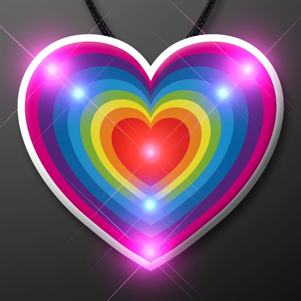 Retro Rainbow Heart Blinky Necklace. Blank or Imprinted.... from ASI 34194 ALightPromos