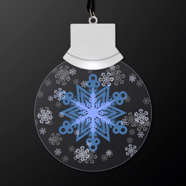 Blank or imprinted. Light Up Snowflake Animation Acrylic Necklace, 31" Lanyard.... from ASI 34194 ALightPromos / Alight Promotional Products