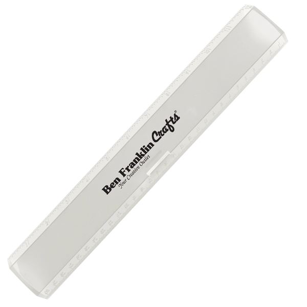 12" Plastic Ruler with pencil holder clasp features US and metric... from ASI 52840 Evans Manufacturing