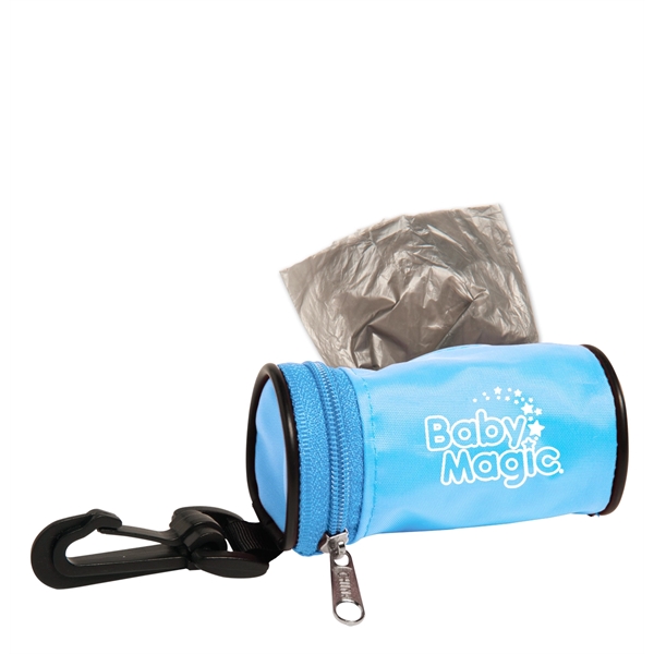 Dirty diaper bag dispenser that attaches to any diaper bag.... from ASI 52840 Evans Manufacturing