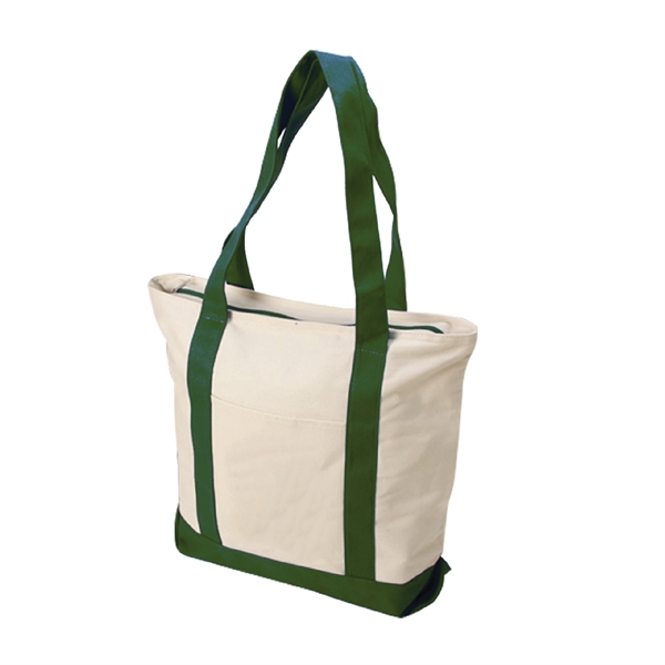 Eco-friendly cotton tote bag features open front pocket and full zippered... from ASI 30112 ACE Products / Ace Line