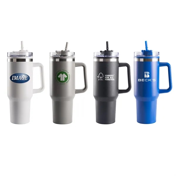 S/S Double Wall Tumbler with Plastic Liner, Straw Included, Powder Coated... from ASI 64845 Kin Image Inc / Himmers International Inc.