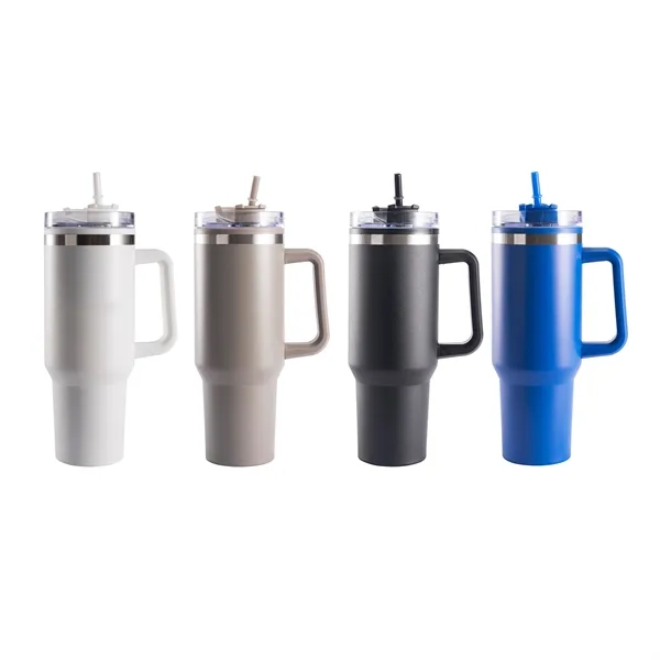 S/S Double Wall Tumbler with Plastic Liner, Straw Included, Powder Coated... from ASI 64845 Kin Image Inc / Himmers International Inc.