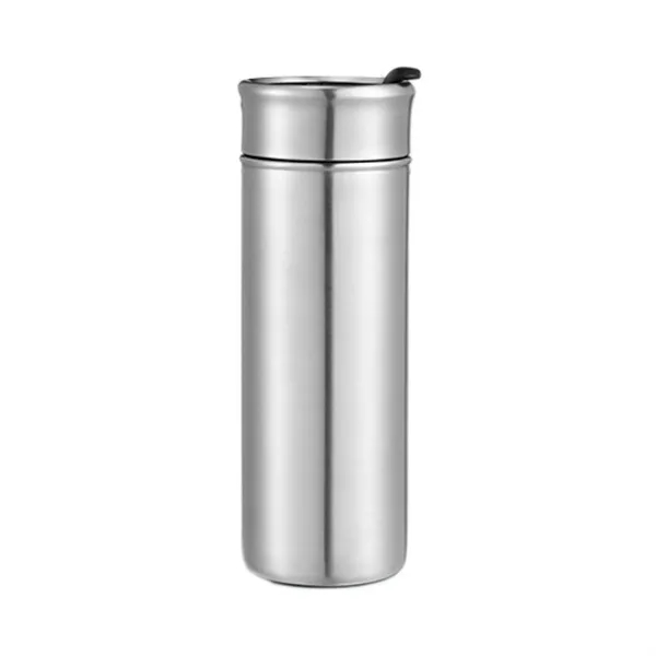 18oz double wall stainless steel tumbler with flip-top lid, designed for... from ASI 64845 Kin Image Inc / Himmers International Inc. DBA Kin Image Inc