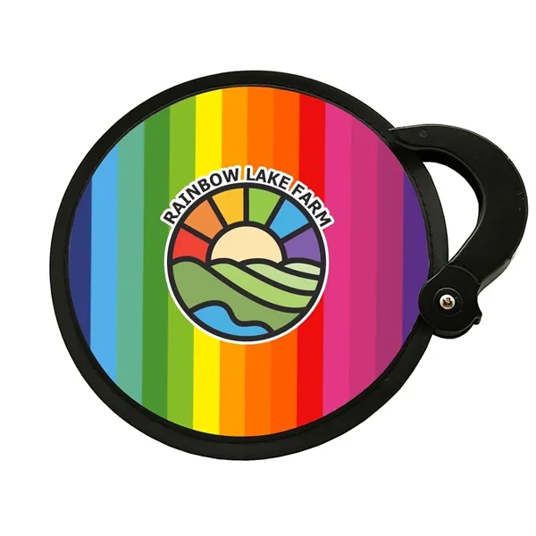 7" collapsible hand fan with handle and rainbow design.... from ASI 63549 Jornik Manufacturing Corp