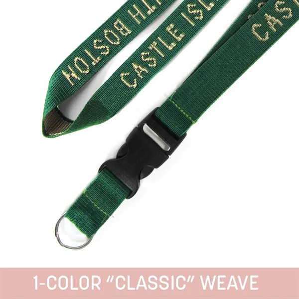 1" wide custom woven lanyard with detachable buckle key fob... from ASI 92980 WOV-IN® / Universal Strap/Wov-In Line