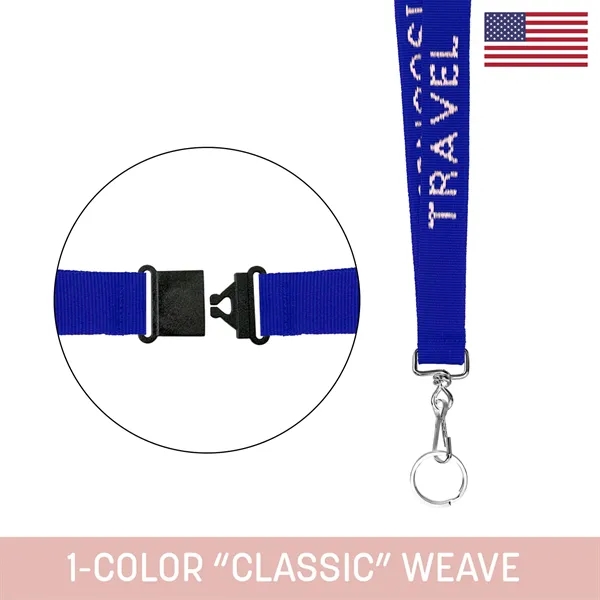 Durable 1" woven lanyard with custom imprint, perfect for badges and... from ASI 92980 WOV-IN® / Universal Strap/Wov-In Line