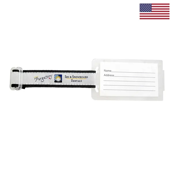 This 1" x 5" woven luggage tag is durable, fits a... from ASI 92980 WOV-IN® / Universal Strap/Wov-In Line
