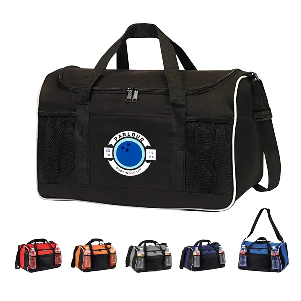 17" x 10.5" x 9.5" polyester sports duffel with mesh pockets,... from ASI 37980 Bagworld