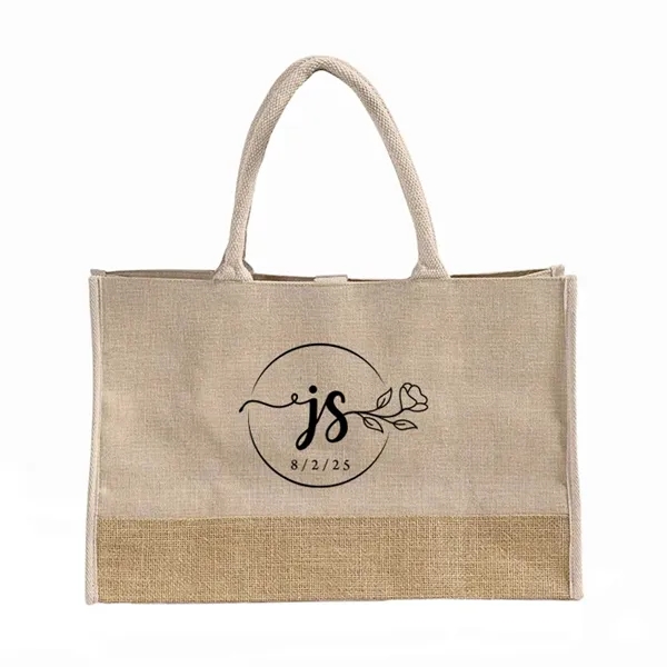 Two-tone JUCO tote with rope handles and closure straps. Great for... from ASI 67557 LimeLight Ent / Limelight USA