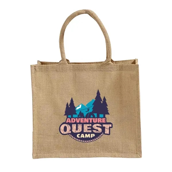 Durable jute tote with cotton handles and laminated interior. Great for... from ASI 67557 LimeLight Ent / Limelight USA