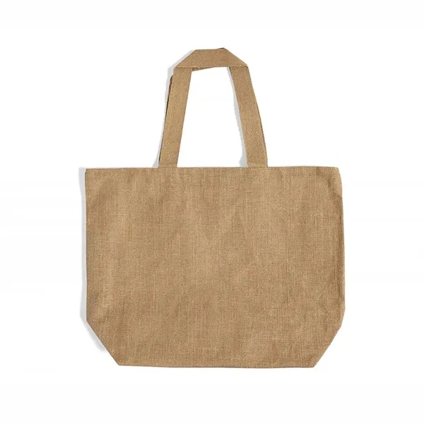 Eco jute tote with cotton handles and laminated interior. Great for... from ASI 67557 LimeLight Ent / Limelight USA