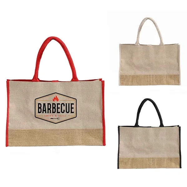 Two-tone JUCO tote with rope handles and closure straps. Great for... from ASI 67557 LimeLight Ent / Limelight USA