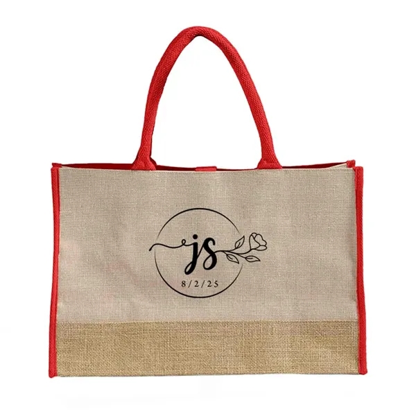 Two-tone JUCO tote with rope handles and closure straps. Great for... from ASI 67557 LimeLight Ent / Limelight USA