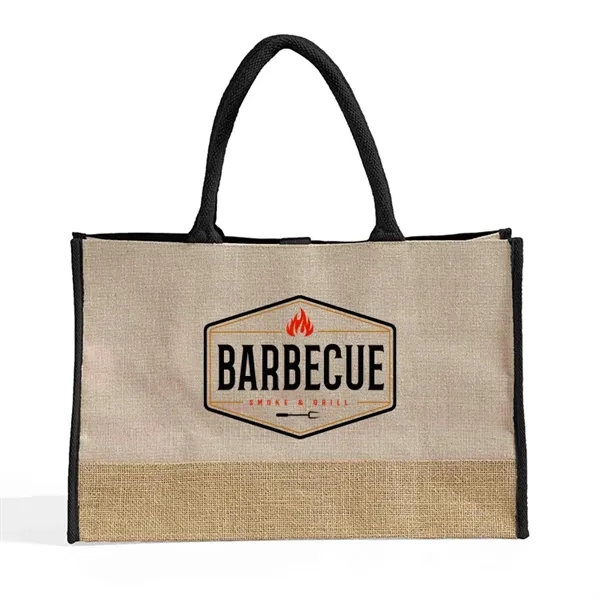 Two-tone JUCO tote with rope handles and closure straps. Great for... from ASI 67557 LimeLight Ent / Limelight USA