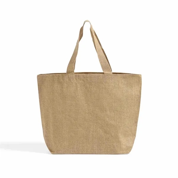 Eco jute tote with cotton handles and laminated interior. Great for... from ASI 67557 LimeLight Ent / Limelight USA
