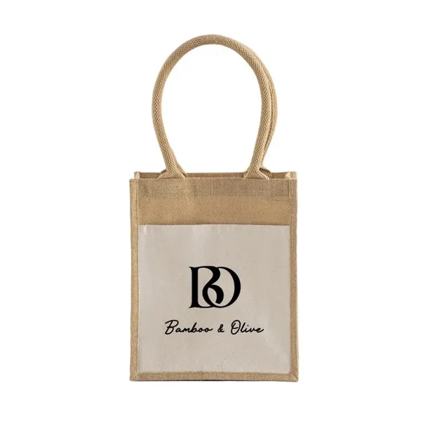 Compact jute tote with canvas panel for easy printing. Great for... from ASI 67557 LimeLight Ent / Limelight USA