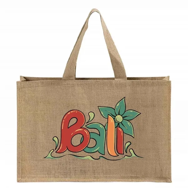 Durable jute tote with shoulder handles and laminated interior. Great for... from ASI 67557 LimeLight Ent / Limelight USA