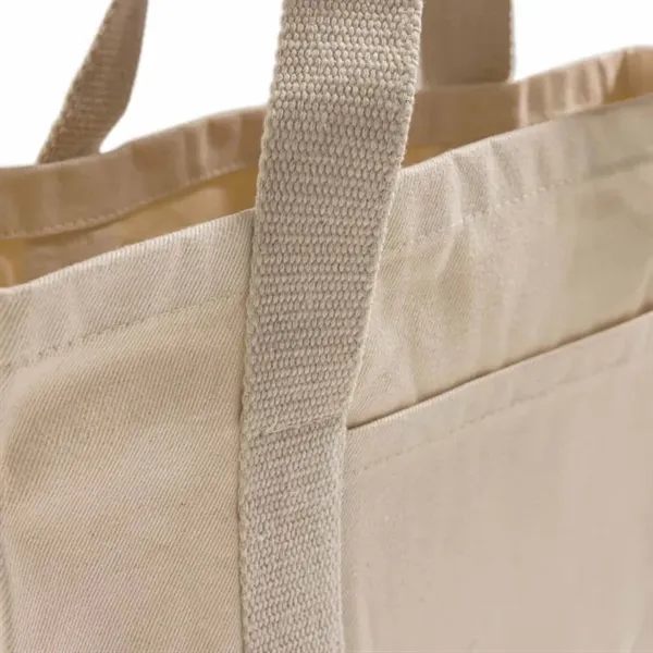 Durable 10 oz. cotton twill tote with contrast bottom, exterior pocket,... from ASI 67557 LimeLight Ent / Limelight USA