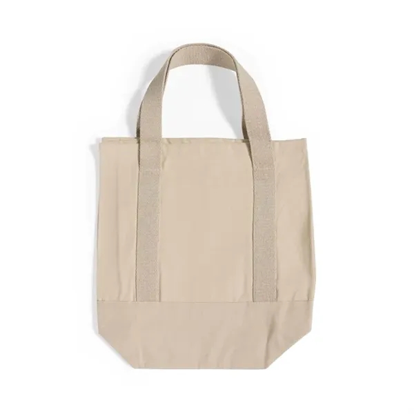 Durable 10 oz. cotton twill tote with contrast bottom, exterior pocket,... from ASI 67557 LimeLight Ent / Limelight USA