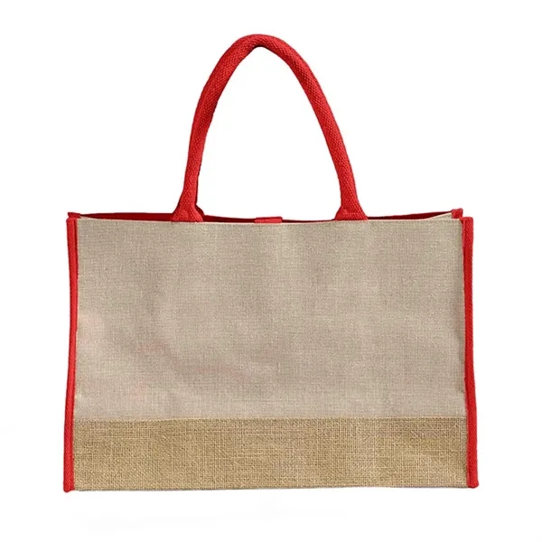 Two-tone JUCO tote with rope handles and closure straps. Great for... from ASI 67557 LimeLight Ent / Limelight USA