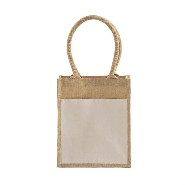 Compact jute tote with canvas panel for easy printing. Great for... from ASI 67557 LimeLight Ent / Limelight USA
