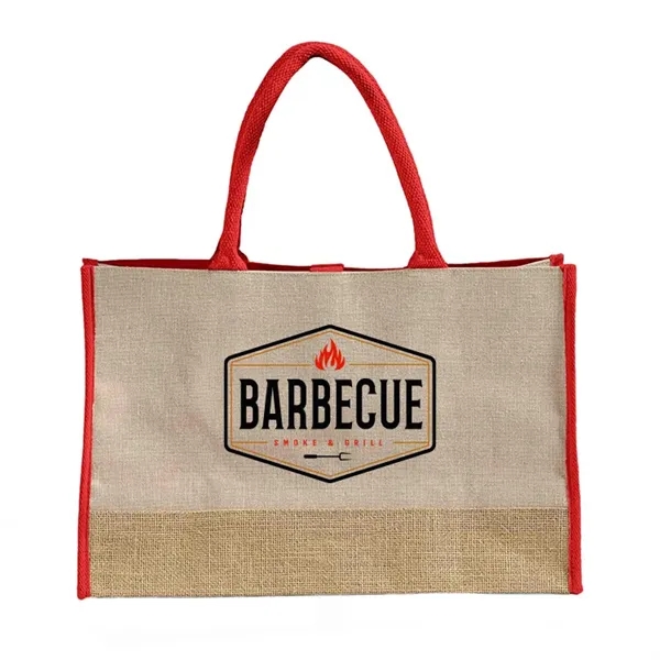 Two-tone JUCO tote with rope handles and closure straps. Great for... from ASI 67557 LimeLight Ent / Limelight USA