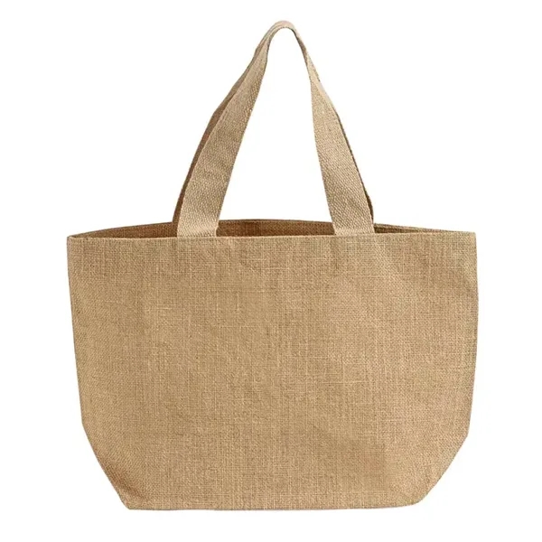 Durable jute tote with cotton handles and water-resistant lining. Perfect for... from ASI 67557 LimeLight Ent / Limelight USA