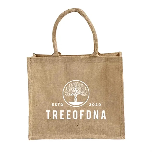 Durable jute tote with cotton handles and laminated interior. Great for... from ASI 67557 LimeLight Ent / Limelight USA