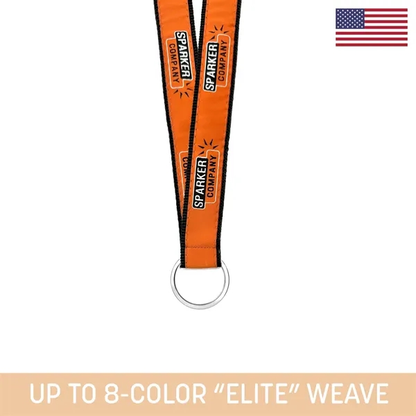 Polyester lanyard with up to 8 colors sewn to a webbing... from ASI 92980 WOV-IN® / Universal Strap/Wov-In Line