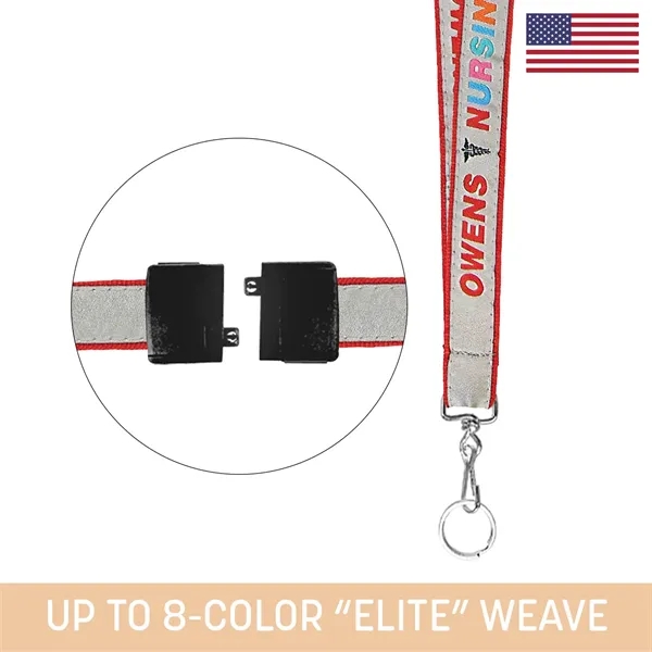 Durable 3/4" woven lanyard with custom colors and multiple hardware options.... from ASI 92980 WOV-IN® / Universal Strap/Wov-In Line