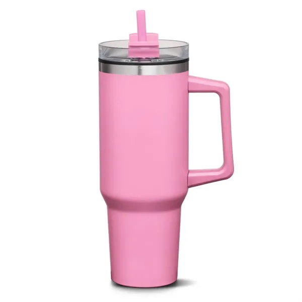 The versatile Benidorm Handle Travel Mug w/Straw offers a convenient way... from ASI 84592 St Regis Group