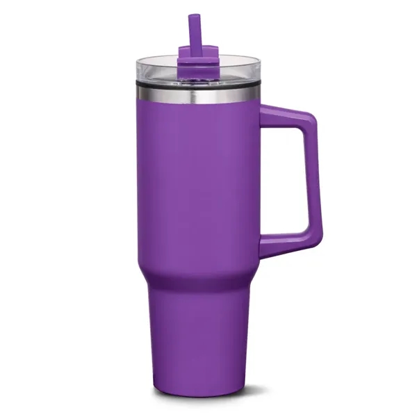 The versatile Benidorm Handle Travel Mug w/Straw offers a convenient way... from ASI 84592 St Regis Group