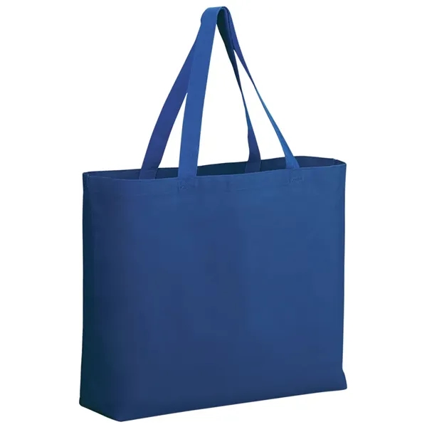 Large natural canvas tote with 5" bottom gusset for extra capacity.... from ASI 67075 Leprechaun Promotions, LLC