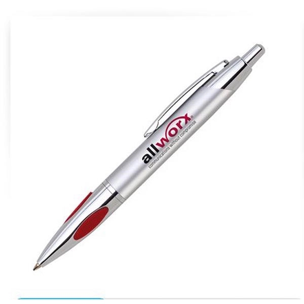 Ballpoint pen with click-action mechanism, protruding cushion grip and silver barrel... from ASI 68190 Lungsal / Lungsal