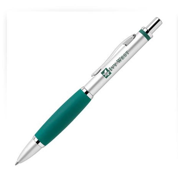 Aluminum twist-action ballpoint pen with a smooth satin finish barrel, chrome... from ASI 68190 Lungsal / Lungsal