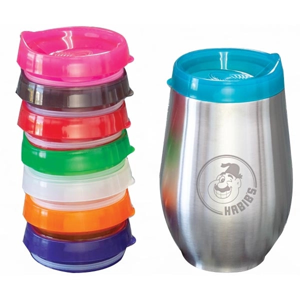 10 oz. stainless steel cup with colored lid, optional clear straw... from ASI 99030 Zipline / Zipline®