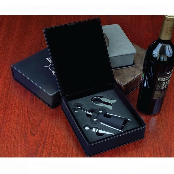 Three piece wine tool set inside a leatherette case; tools include... from ASI 99030 Zipline / Zipline®