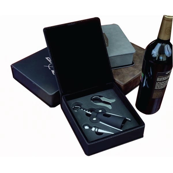 Three piece wine tool set inside a leatherette case; tools include... from ASI 99030 Zipline / Zipline®