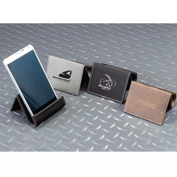 Leatherette easel for propping up mobile phones or tablets.... from ASI 99030 Zipline / Zipline®
