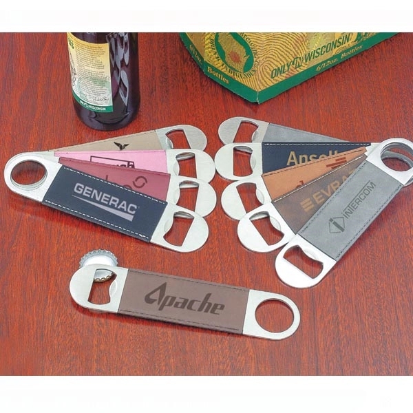 Leatherette bottle opener with laser engraved graphics or text.... from ASI 99030 Zipline / Zipline®