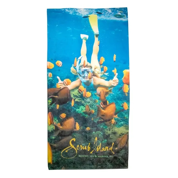 35" x 70" polyester and cotton beach towel with dye sublimated... from ASI 68507 The Magnet Group