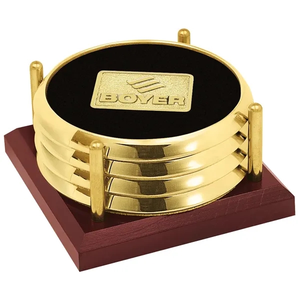 Four Coasters with Solid Cherry Tray... from ASI 40480 Koozie Group