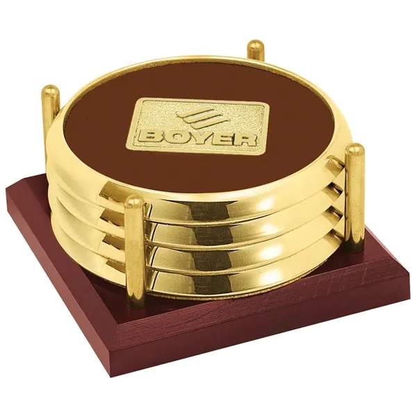 Four Coasters with Solid Cherry Tray... from ASI 40480 Koozie Group