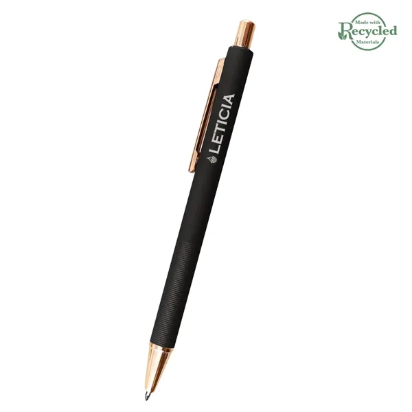 5.5" aluminum Harlow plunger-action pen with rose gold accents and pocket... from ASI 61125 Hit Promotional Products / Hit®
