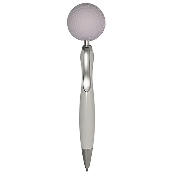 Plunger action ballpoint pen with squeezable gold ball topper.... from ASI 34415 Alpi International LTD